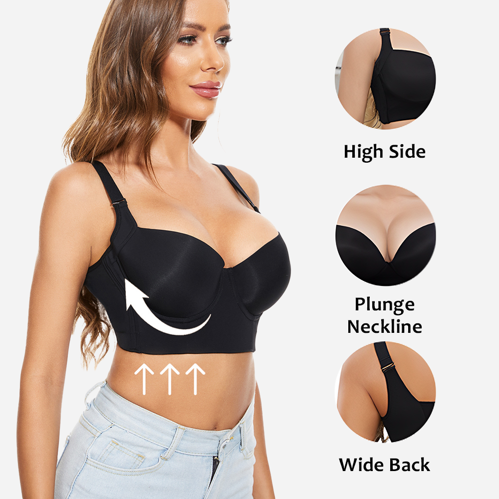 Push-Up Back Smoothing Bra - Black (Buy 1 Get 1 Free)