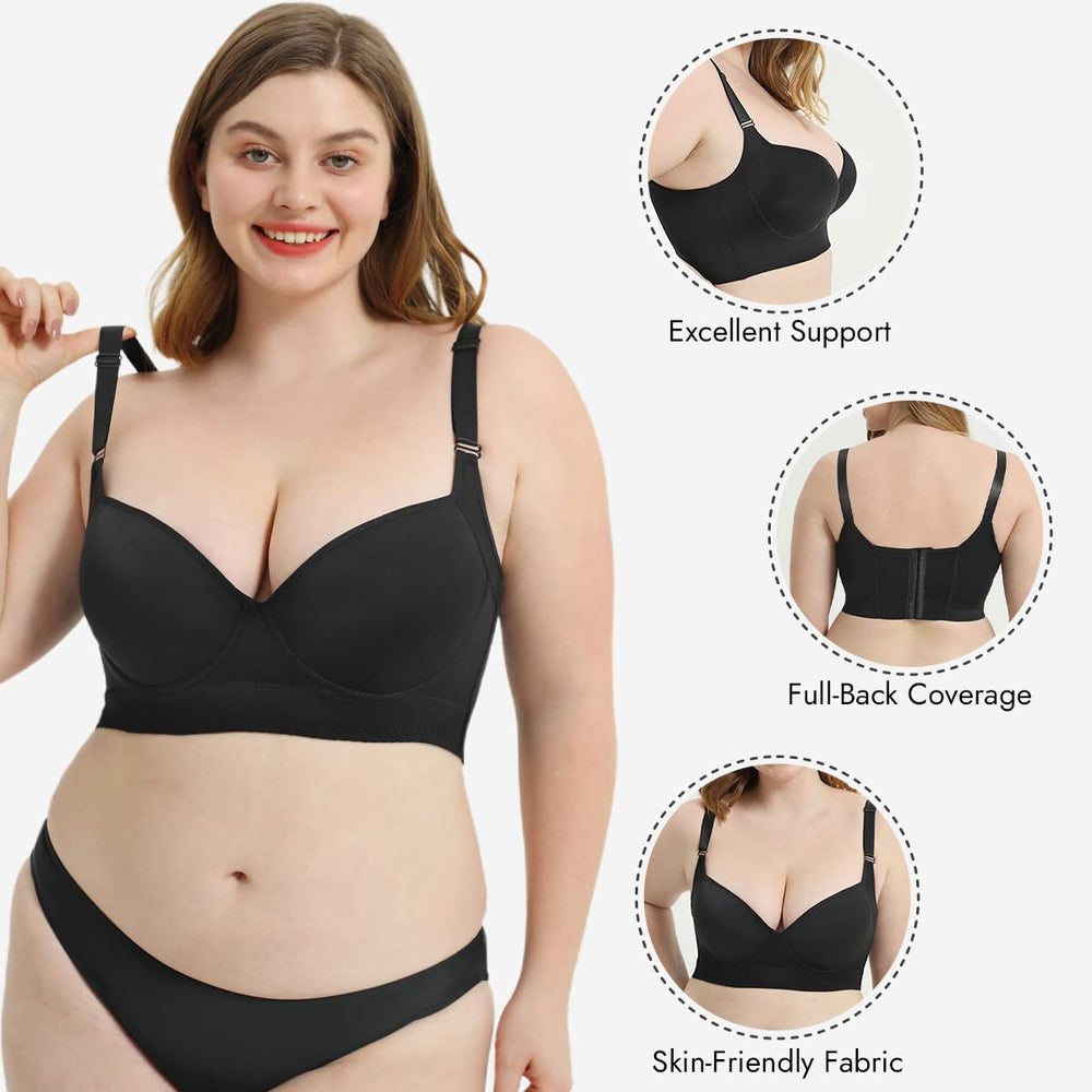 Push-Up Back Smoothing Bra - Black (Buy 1 Get 1 Free)
