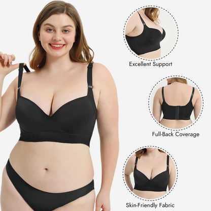 Push-Up Back Smoothing Bra - Black (Buy 1 Get 1 Free）