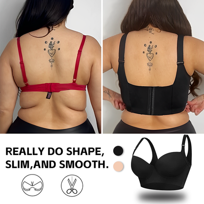 Push-Up Back Smoothing Bra - Black (Buy 1 Get 1 Free）